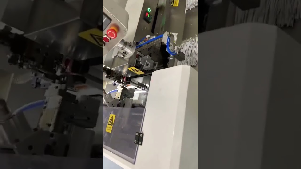 Полностью автоматическая двусторонняя машина для лужения и обжима проводов #оборудование #станок #автоматизация